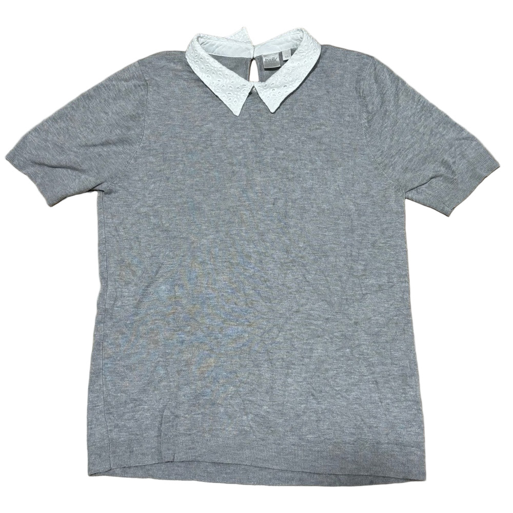 Twik Grey Collared Shirt with White Lace Size Large